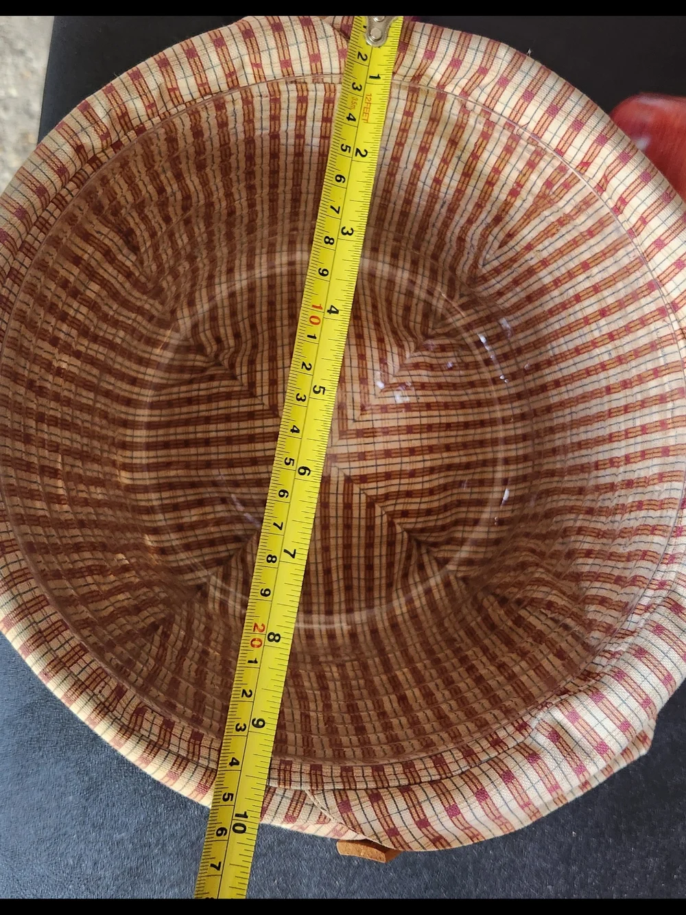 Longaberger Yellow and Red Woven Picnic Basket with Lined Top